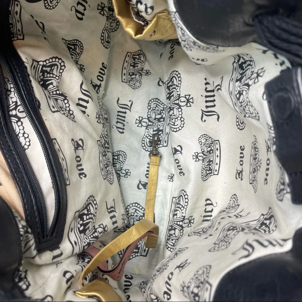 Juicy Couture Vintage Black/White Houndstooth Velour Purse Y2K - Picture 8 of 12